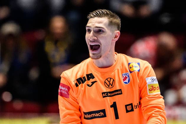 260128 Goalkeeper Dominik Kuzmanovic of Croatia during the EHF European Handball Championship main round match between Croatia and Hungary on January 28, 2026 in Malmö Photo Petter Arvidson BILDBYRAN kod PA PA1144 handball handball handball handballs em 2026 croatia hungary croatia hungary ungern ehf european handball championship bbeng grappa33  Copyright: PETTERxARVIDSON BB260128PA047