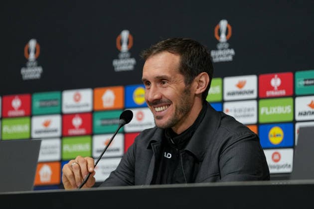 Julian Schuster SC Freiburg, Coach , France, Football, UEFA Europa League, Matchday 8, League phase, 2025 2026, OSC Lille vs SC Freiburg, 28 01 2026, Press conference of SC Freiburg before the last Europa League match in the league phase, Press conference, Stade Pierre Mauroy, Lille, France, Press conference of SC Freiburg before the last Europa League match in the league phase, Press conference Lille Stade Pierre Mauroy DÃ partements Nord, Hauts de Fra France Copyright: xArnexAmbergx