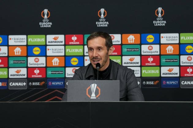 Julian Schuster SC Freiburg, Coach , France, Football, UEFA Europa League, Matchday 8, League phase, 2025 2026, OSC Lille vs SC Freiburg, 28 01 2026, Press conference of SC Freiburg before the last Europa League match in the league phase, Press conference, Stade Pierre Mauroy, Lille, France, Press conference of SC Freiburg before the last Europa League match in the league phase, Press conference Lille Stade Pierre Mauroy DÃ partements Nord, Hauts de Fra France Copyright: xArnexAmbergx
