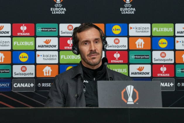 Julian Schuster SC Freiburg, Coach , France, Football, UEFA Europa League, Matchday 8, League phase, 2025 2026, OSC Lille vs SC Freiburg, 28 01 2026, Press conference of SC Freiburg before the last Europa League match in the league phase, Press conference, Stade Pierre Mauroy, Lille, France, Press conference of SC Freiburg before the last Europa League match in the league phase, Press conference Lille Stade Pierre Mauroy DÃ partements Nord, Hauts de Fra France Copyright: xArnexAmbergx