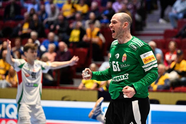 Hungary s goalkeeper Laszlo Bartucz celebrates during the 2026 EHF European Men s Handball Championship the EHF Euro 2026 main round match between Croatia and Hungary at Malmö Arena, in Malmö, Sweden, on January 28, 2026 MALMÖ SWEDEN x50090x  Copyright: xJohanxNilsson TTx EHF EURO 2026 CROATIA-HUNGARY