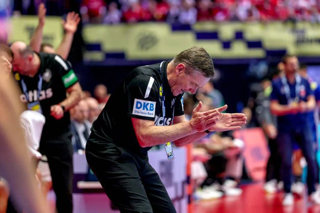 28 01 2026, Handball, Men s EHF EURO 2026, Germany France, Jyske Bank Boxen in Herning, Denmark, Main Round xxxxxxxxxxxxxxx Denmark