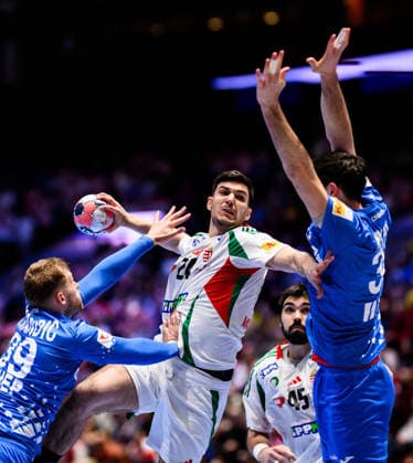 260128 Gergo Fazekas of Hungary during the EHF European Handball Championship main round match between Croatia and Hungary on January 28, 2026 in Malmö Photo Petter Arvidson BILDBYRAN kod PA PA1144 handball handball handball handballs em 2026 croatia hungary croatia hungary ungerman ehf european handball championship bbeng grappa33  Copyright: PETTERxARVIDSON BB260128PA063