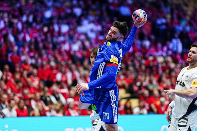 Throw Goal Ludovic Fabregas France, 23 DEN, Germany vs France, Handball, EHF European Championship 2026, Main Round, Matchday 4, 28 01 2026 DEN, Germany vs France, Handball, EHF European Championship 2026, Main Round, Matchday 4, 28 01 2026 Herning Copyright: xEibner-Pressefoto MarcelxvonxFehrnx EP_MFN