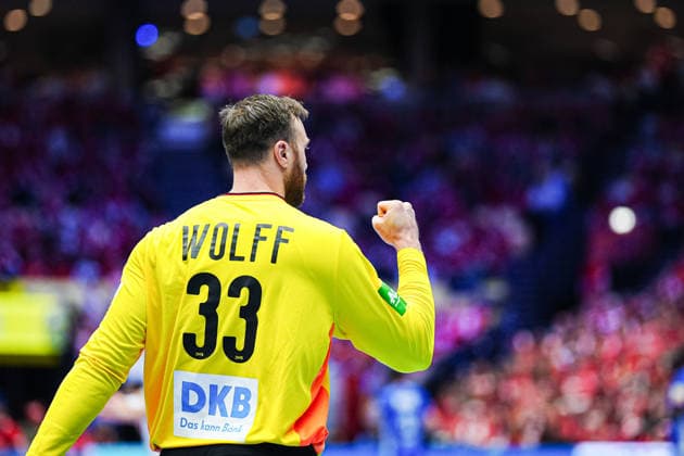 Cheering after Andreas Wolffs save Germany, 33 DEN, Germany vs France, Handball, EHF European Championship 2026, Main Round, Matchday 4, 28 01 2026 DEN, Germany vs France, Handball, EHF European Championship 2026, Main Round, Matchday 4, 28 01 2026 Herning Copyright: xEibner-Pressefoto MarcelxvonxFehrnx EP_MFN