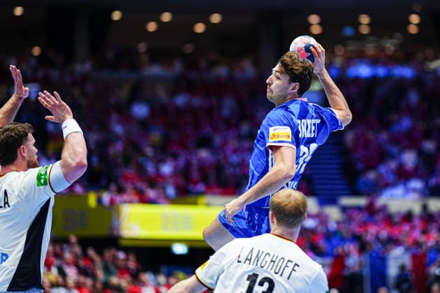 Thibaud Briet France, 39 DEN, Germany vs France, Handball, EHF European Championship 2026, Main Round, Matchday 4, 28 01 2026 DEN, Germany vs France, Handball, EHF European Championship 2026, Main Round, Matchday 4, 28 01 2026 Herning Copyright: xEibner-Pressefoto MarcelxvonxFehrnx EP_MFN