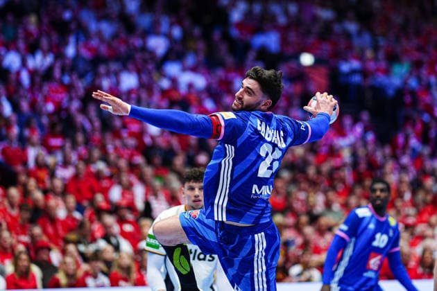 Throw Goal Ludovic Fabregas France, 23 DEN, Germany vs France, Handball, EHF European Championship 2026, Main Round, Matchday 4, 28 01 2026 DEN, Germany vs France, Handball, EHF European Championship 2026, Main Round, Matchday 4, 28 01 2026 Herning Copyright: xEibner-Pressefoto MarcelxvonxFehrnx EP_MFN