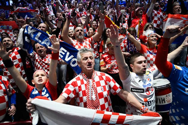MALMÖ, SWEDEN 20260128 Croatian fans celebrate after the 2026 EHF European Men s Handball Championship the EHF Euro 2026 main round match between Croatia and Hungary at Malmö Arena, in Malmö, Sweden, on January 28, 2026 MALMÖ SWEDEN x50090x  Copyright: xJohanxNilsson TTx EHF EURO 2026 CROATIA-HUNGARY