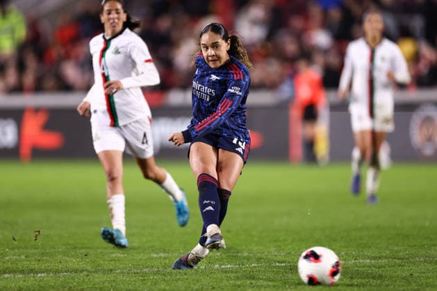 Arsenal gegen ASFAR Frauen 28. Januar 2026, London FIFA Women Champions Cup Halbfinale Arsenal gegen ASFAR Olivia Smith von Arsenal erzielt das vierte Tor Foto Jacques Feeney Abseits London UK  Copyright: xJacquesxFeeneyx xOffsidexOffside