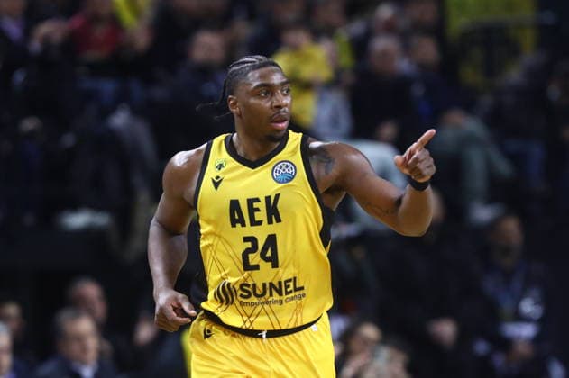 FIBA Basketball Champions League, AEK BC vs Alba Berlin - Frank Bartley of AEK BC ireact during the FIBA Basketball Champions League regular season basketball match between AEK BC vs Alba Berlin in Athens, Greece, 28 January 2026. IMAGO ONE INCH PRODUCTIONS ATHENS Greece Copyright: xOnexInchxProductionsx 6828401