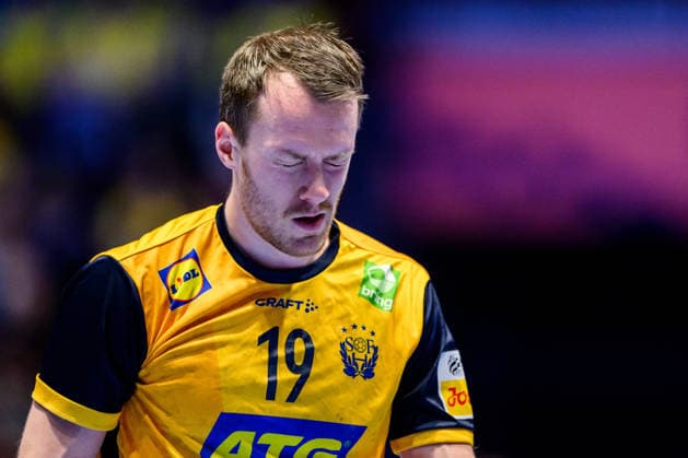 260128 Felix Claar of Sweden looks dejected during the EHF European Handball Championship main round match between Switzerland and Sweden on January 28, 2026 in Malmö Photo Petter Arvidson BILDBYRAN kod PA PA1145 handball handball handball handballs em 2026 schweiz sverige sweden ehf european handball championship switzerland bbeng depp  Copyright: PETTERxARVIDSON BB260128PA110