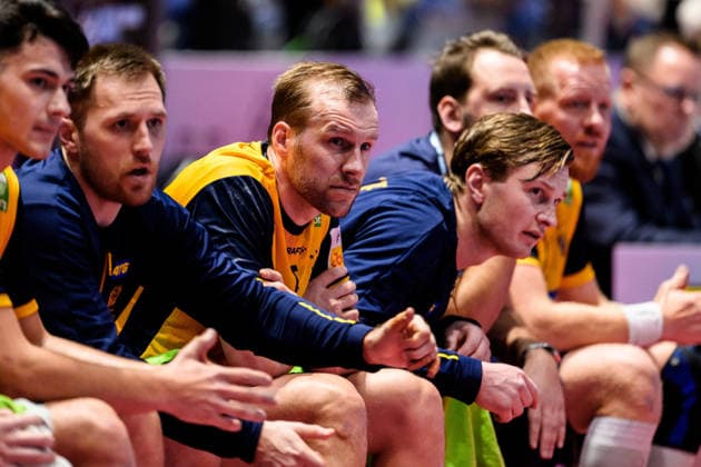 260128 Max Darj of Sweden during the EHF European Handball Championship main round match between Switzerland and Sweden on January 28, 2026 in Malmö Photo Petter Arvidson BILDBYRAN kod PA PA1145 handball handboll handball handbolls em 2026 schweiz sverige sweden ehf european handball championship switzerland bbeng  Copyright: PETTERxARVIDSON BB260128PA148