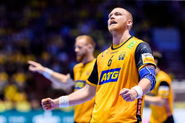 260128 Felix Möller of Sweden during the EHF European Handball Championship main round match between Switzerland and Sweden on January 28, 2026 in Malmö Photo Petter Arvidson BILDBYRAN kod PA PA1145 handball handball handballs em 2026 schweiz sverige sweden ehf european handball championship switzerland bbeng  Copyright: PETTERxARVIDSON BB260128PA157