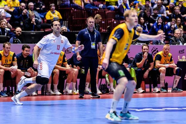 260128 Head coach Michael Apelgren of Sweden during the EHF European Handball Championship main round match between Switzerland and Sweden on January 28, 2026 in Malmö Photo Petter Arvidson BILDBYRAN kod PA PA1145 handball handball handball handballs em 2026 schweiz sverige sweden ehf european handball championship switzerland bbeng  Copyright: PETTERxARVIDSON BB260128PA158