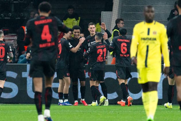 UEFA Champions League 2025 26 Bayer 04 Leverkusen vs Villarreal CF 8 Matchday of the league phase Wednesday, 28 01 2026 BayArena Nordrhein Westfalen, Germany Goal for 1 0 by Malik Tillman 10 Cheers Joy Emotions Goal celebration Copyright: xCelinaxLeiersx