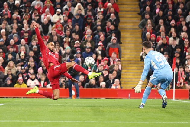 Liverpool v FK QARABAG, Champions League Cody Gakpo of Liverpool shoots during the Champions League match between Liverpool and FK QARABAG at Anfield, Liverpool, UK on 28 January 2026. Liverpool Anfield Merseyside UK Editorial use only , Copyright: xRyanxBrownex PSI-23643-0023