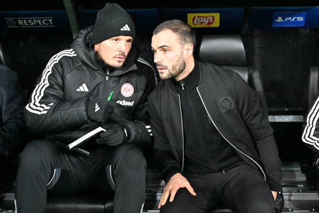 28 01 2026, xjhx, Football UEFA Champions League, Eintracht Frankfurt Tottenham Hotspur v l Interim coach Alexander Alex Meier Eintracht Frankfurt Interim coach Dennis Schmitt Eintracht Frankfurt Frankfurt am Main