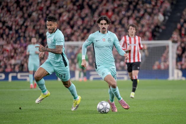 UEFA Champions League Athletic Club vs Sporting Clube de Portugal Francisco Trincao and Luis Suarez of Sporting Clube de Portugal in action during Champions League 2025-26 League phase match between Athletic Club and Sporting Clube de Portugal at San mames stadium. Bilbo (Basque Country). January 28, 2026. (Gari Garaialde Bostok Photo) Bilbao Bizkaia Spain Editorial Use Only  Copyright: xGarikoitzxGaraialdex xBostokxPhotox Bostok Photo GarixGaraialdex GG2601280014