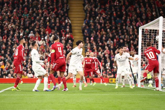 Liverpool v FK QARABAG, Champions League Alexis Mac Allister of Liverpool scores a goal 1-0 during the Champions League match between Liverpool and FK QARABAG at Anfield, Liverpool, UK on 28 January 2026. Liverpool Anfield Merseyside UK Editorial use only , Copyright: xRyanxBrownex PSI-23643-0026