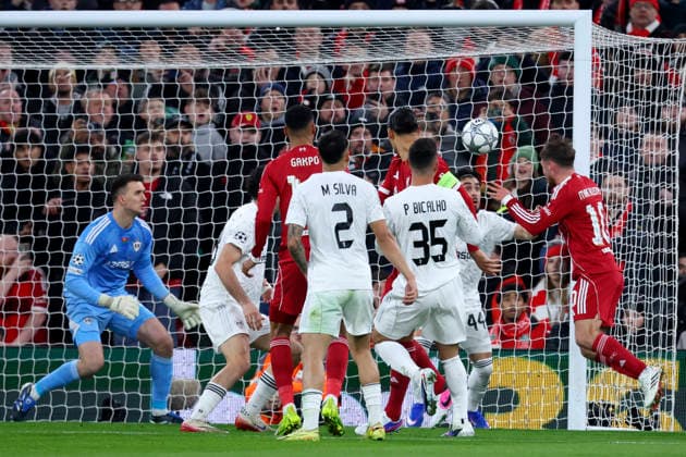 Liverpool FC v Qarabag FK - UEFA Champions League 2025 26 League Phase MD8 Alexis Mac Allister of Liverpool scores 1st goal during the UEFA Champions League 2025 26 League Phase MD8 match between Liverpool FC and Qarabag FK at Anfield on January 28, 2026 in Liverpool, England. WARNING! This Photograph May Only Be Used For Newspaper And Or Magazine Editorial Purposes. May Not Be Used For Publications Involving 1 player, 1 Club Or 1 Competition Without Written Authorisation From Football DataCo Ltd. For Any Queries, Please Contact Football DataCo Ltd on +44 (0) 207 864 9121 Liverpool Anfield England United Kingdom Copyright: xAllstarxPicturexLibraryxLtdx