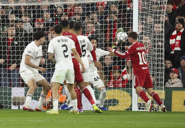 Liverpool v Qarabag, UEFA Champions League, League Phase 28.01.26 Liverpool v Qarabag, UEFA Champions League, League Phase Bradley Ormesher The Times Alexis Mac Allister of Liverpool scores and celebrates scoring his teams opening goal of the match 1-0  Copyright: xBradleyxOrmesherx NINTCHDBPICT001054814647