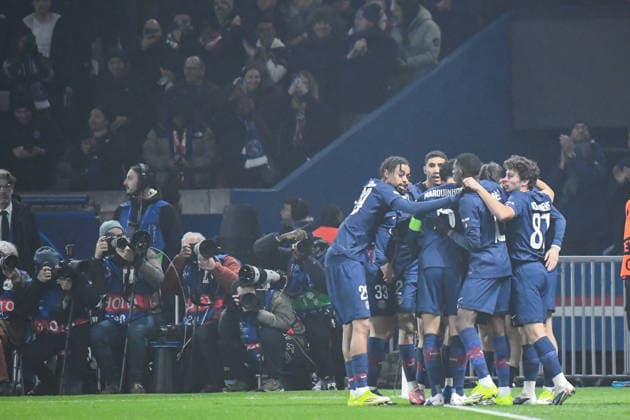 FOOTBALL : Paris Saint Germain vs Newcastle United - Ligue des Champions - Phase de Ligue - JournÃ e 8 - 28 01 2026 Joie des joueurs du Paris SG aprÃ s le but de Vitinha (Paris SG) ParisFrance  Copyright: xBaptistexAutissierx