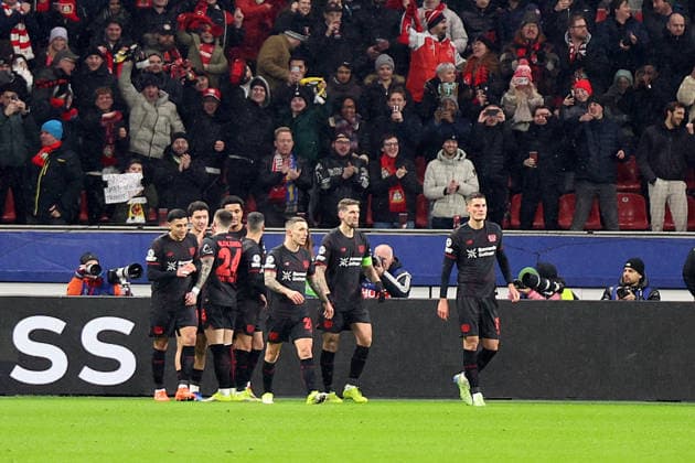 28 01 2026, xrekx, Fußball UEFA Champions League, Bayer 04 Leverkusen FC Villareal v l Torjubel nach dem Tor zum celebrating the goal celebrate 1 0 durch Malik Tillman Bayer 04 Leverkusen DFL DFB REGULATIONS PROHIBIT ANY USE OF PHOTOGRAPHS as IMAGE SEQUENCES and or QUASI VIDEO Leverkusen