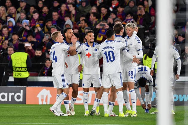 FC Barcelona, Barca v FC COPENHAGUE SPOTIFY CAMP NOU. BARCELONA. January 28, 2026 FC BARCELONA vs FC COPENHAGUE January 28, 2026 Dadason (39) of FC Copenhague celebrates scoring his team s first goal with teammates during the soccer match corresponding to the eigth match of the group stage of the UEFA Champions League between FC Barcelona and FC Copenhague at Spotify Camp Nou in Barcelona, Spain. Barcelona ESP Copyright: xS.xRosx
