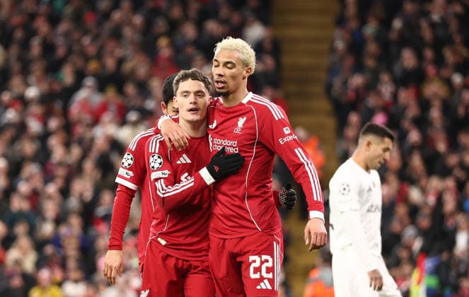Liverpool v FK QARABAG, Champions League Florian Wirtz of Liverpool celebrates a goal 2-0 during the Champions League match between Liverpool and FK QARABAG at Anfield, Liverpool, UK on 28 January 2026. Liverpool Anfield Merseyside UK Editorial use only , Copyright: xRyanxBrownex PSI-23643-0050