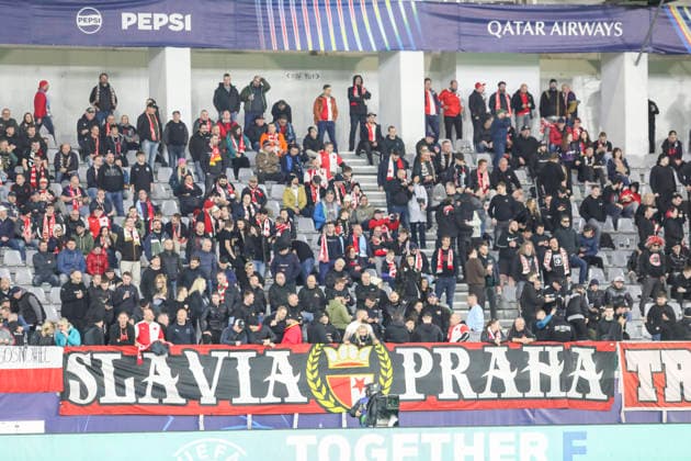UEFA CL : Pafos vs Slavia Praha Slavia Praha fans are seen before the game. Pafos plays against Slavia Praha for the League Phase of the UEFA Champions League in Limassol stadium, Limassol, Cyprus, on Jan. 28, 2026. Limassol Cyprus Copyright: xKOSTASxPIKOULASx