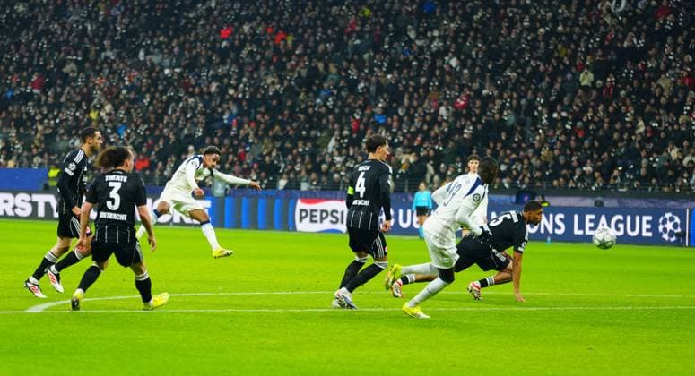 Wilson Odobert of Tottenham Hotspur hits the post Eintracht Frankfurt v Tottenham Hotspur, UEFA Champions League, Group Stage, Football, Deutsche Bank Park, Frankfurt, Germany - 28 Jan 2026Frankfurt Deutsche Bank Park Germany EDITORIAL USE ONLY No use with unauthorised audio, video, data, fixture lists, club league logos or live services. Online in-match use limited to 120 images, no video emulation. No use in betting, games or single club league player publications. Copyright: xJavierxGarcia Shutterstockx 16429470v