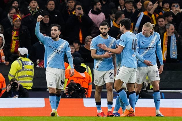 Manchester, England, 28th January 2026. Rayan Cherki of Manchester City celebrates his goal to make it 2-0 during the Manchester City vs Galatasaray UEFA Champions League match at the Etihad Stadium, Manchester. Picture credit should read: Andrew Yates Sportimage EDITORIAL USE ONLY. No use with unauthorised audio, video, data, fixture lists, club league logos or live services. Online in-match use limited to 120 images, no video emulation. No use in betting, games or single club league player publications. SPI_035_AY_Man_City_Galatasaray SPI-4489-0066