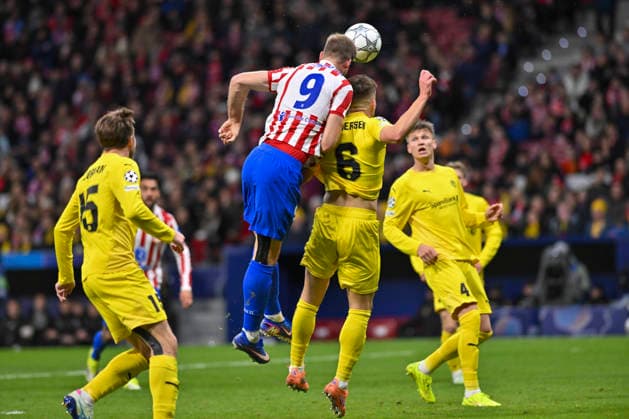 January 28, 2026, Madrid, Madrid, Spain: ALEXANDER SoËœRLOTH of Atletico de Madrid heads the ball into the goal during the Champions League match, league match 8 between ATLETICO DE MADRID and F. K. BODO GLIMT, held on January 28, 2026, at the Riad Air Metropolitano, Madrid, Spain. Madrid Spain - ZUMAc312 20260128_zsp_c312_004 Copyright: xOscarxManuelxSanchezx