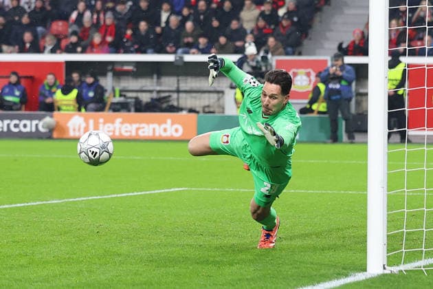 28 01 2026, xrekx, Football UEFA Champions League, Bayer 04 Leverkusen FC Villareal v l Janis Blaswich Bayer 04 Leverkusen DFL DFB REGULATIONS PROHIBIT ANY USE OF PHOTOGRAPHS as IMAGE SEQUENCES and or QUASI VIDEO Leverkusen