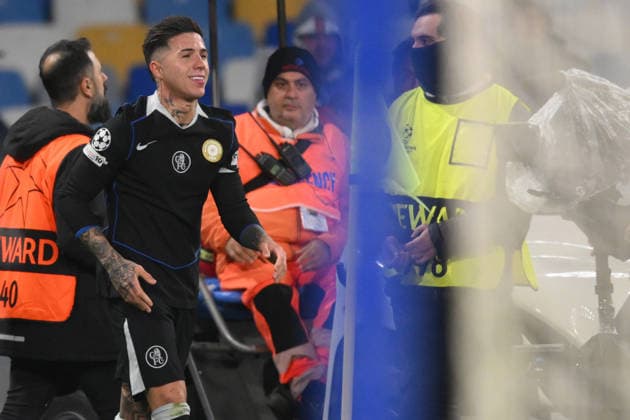 28th January 2026, Stadio Diego Armando Maradona, Naples, Italy; Champions League Football; Napoli versus Chelsea; Enzo Fernandez of Chelsea FC celebrates after scoring goal in the 19th minute for 0-1  AllShotLive Content restricted for UK based newspaper