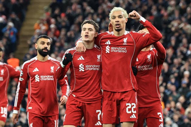 28th January 2026; Anfield, Liverpool, Merseyside, England; UEFA Champions League Football, Liverpool versus Qarabag; Florian Wirtz of Liverpool celebrates after scoring for 2-0 after 21 minutes  DavidxBlunsden Content restricted for UK based newspaper