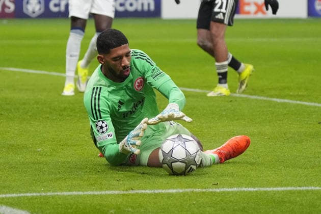 Goalkeeper Kaua Santos Eintracht Frankfurt haelt Frankfurt 28 01 2026 Eintracht Frankfurt vs Tottenham Hotspurs, Deutsche Bank Park, Matchday 8 Champions League