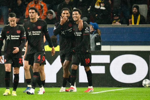 UEFA Champions League 2025 26 Bayer 04 Leverkusen vs Villarreal CF 8 Matchday of the league phase Wednesday, 28 01 2026 BayArena Nordrhein Westfalen, Germany Goal for 2 0 by Malik Tillman 10 Cheers Joy Emotions Goal celebration Loïc Badï 5 Copyright: xCelinaxLeiersx