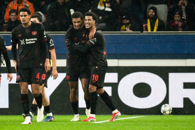 UEFA Champions League 2025 26 Bayer 04 Leverkusen vs Villarreal CF 8 Matchday of the league phase Wednesday, 28 01 2026 BayArena Nordrhein Westfalen, Germany Goal for 2 0 by Malik Tillman 10 Cheers Joy Emotions Goal celebration Loïc Badï 5 Copyright: xCelinaxLeiersx