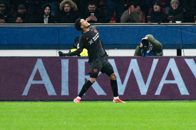 UEFA Champions League 2025 26 Bayer 04 Leverkusen vs Villarreal CF 8 Matchday of the league phase Wednesday, 28 01 2026 BayArena Nordrhein Westfalen, Germany Goal for 2 0 by Malik Tillman 10 Cheers Joy Emotions Goal celebration Copyright: xCelinaxLeiersx