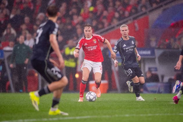 January 28, 2026, Lisbon, Lisbon, Portugal: LISBON, PORTUGAL - JANUARY 28: ANDREAS SCHJELDERUP from SL Benfica is seen on action during the UEFA Champions League 2025 26 MD8 match between SL Benfica and Real Madrid CF, at Estadio do Lisboa e Benfica on January 28, 2026 in Lisbon, Portugal Lisbon Portugal - ZUMAl192 20260128_zsp_l192_021 Copyright: xMiguelxLemosx