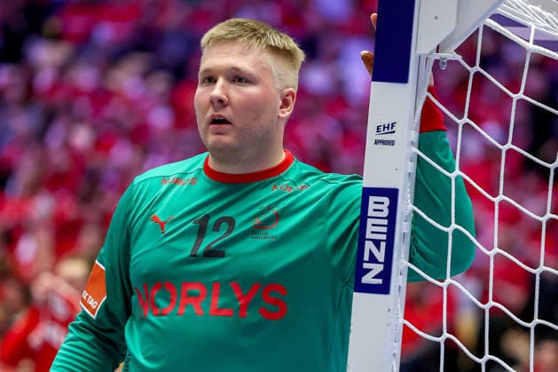 28 01 2026, Handball, Men s EHF EURO 2026, Denmark Norway, Jyske Bank Boxen in Herning, Denmark, Main Round Emil Nielsen Denmark 12 Denmark