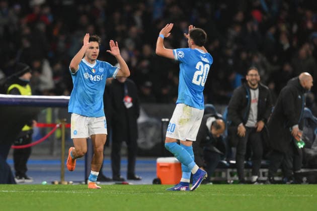 28th January 2026, Stadio Diego Armando Maradona, Naples, Italy; Champions League Football; Napoli versus Chelsea; Antonio Vergara of SSC Napoli celebrates after scoring goal in the 33th minute for 1-1  AllShotLive Content restricted for UK based newspaper