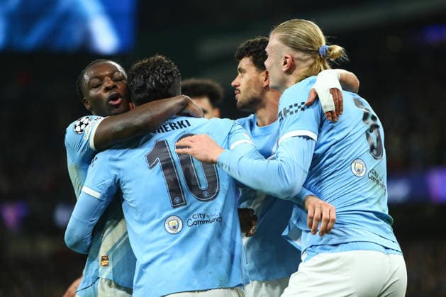 Manchester City v Galatasaray S.K., UEFA Champions League Rayan Cherki of Manchester City scores a GOAL 2-0 and celebrates with Jeremy Doku of Manchester City and Erlin Haaland during the Manchester City v Galatasaray S.K. UEFA Champions League MD8 match at the Etihad Stadium, Manchester, England on 28 January 2026 Credit: Luke Williams Every Second Media Editorial use only. All images are copyright Every Second Media Limited. No images may be reproduced without prior permission. Copyright: xIMAGO EveryxSecondxMediax ESM-1778-0025 LukexWilliamsx xEveryxSecondxMediax