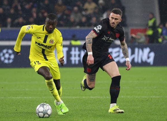 v l Nicolas Pepe Villarreal CF 19 , Aleix Garcia Bayer Leverkusen, 24 GER, Bayer 04 Leverkusen vs Villarreal CF, Football, Champions League, Matchday 8, Season 2025 2026, 28 01 2026 GER, Bayer 04 Leverkusen vs Villarreal CF, Football, Champions League, Matchday 8, Season 2025 2026, 28 01 2026 Leverkusen Copyright: xEibner-Pressefotox xThomasxStoeckerx EP_TSR
