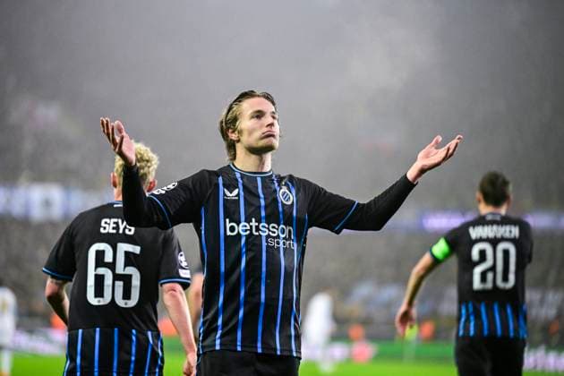 Club Brugge v Marseille - UEFA Champions League BRUGGE, BELGIUM - JANUARY 28 : Vermant Romeo forward of Club Brugge celebrates after scoring during the UEFA Champions League 2025 26 League Phase MD8 match between Club Brugge and Marseille on January 28, 2026 in Brugge, Belgium, 28 01 2026 Brugge Belgium  Copyright: xJanxDexMeuleneirx