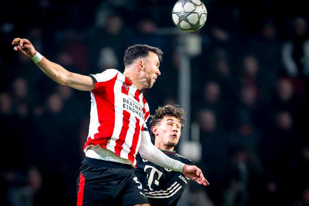PSV Eindhoven forwarder Ivan PeriÅ¡iÄ‡, SC Bayern Munchen midfielder Tom Bischof during the match PSV Eindhoven vs FC Bayern Munchen at the Philips stadium for the Champions League phase Matchday 8 season 2025 2026 in EINDHOVEN, Netherlands on 28 01 2026,