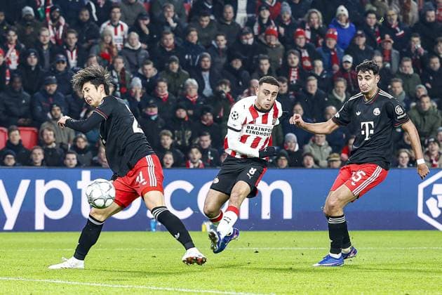 EINDHOVEN , 28-01-2026 , Philips Stadium , season 2025 2026 , UEFA Champions League football , League phase matchday 8 , match between PSV and Bayern Munchen , picture shows PSV player Sergino Dest PSV - Bayern Munchen  x201145498x Copyright: