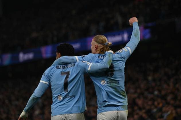 Manchester City v Galatasaray - UEFA Champions League MANCHESTER, UNITED KINGDOM - JANUARY 28: Manchester City player Erling Haaland (9) celebrates after scoring a goal during the UEFA Champions League Matchday 8 match against Galatasaray at Etihad Stadium in Manchester, United Kingdom, on January 28, 2026. Rasid Necati Aslim Anadolu Manchester United, ManU Kingdom. Editorial use only. Please get in touch for any other usage.  Copyright: x2026xAnadoluxRasidxNecatixAslimx