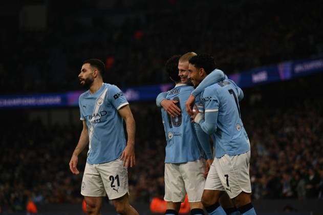 Manchester City v Galatasaray - UEFA Champions League MANCHESTER, UNITED KINGDOM - JANUARY 28: Manchester City player Erling Haaland (9) celebrates after scoring a goal during the UEFA Champions League Matchday 8 match against Galatasaray at Etihad Stadium in Manchester, United Kingdom, on January 28, 2026. Rasid Necati Aslim Anadolu Manchester United, ManU Kingdom. Editorial use only. Please get in touch for any other usage.  Copyright: x2026xAnadoluxRasidxNecatixAslimx